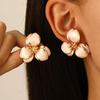 Colorful Drip Oil Flower Stud Earrings - Simple Double-Layer Petal Design for Women, Perfect for Spring and Summer
