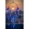 Catchers Wall Hangings, Home Décor, Handmade Dreamcatcher for Bedroom, Balcony, Garden, Party, Café, Small Ring Beaded Blue & Light Blue Feathers