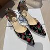 Fashion New Chinese Baotou Semi-slippers for Women with Fine Summer Heels, New Temperament Retro Pointed High Heels
