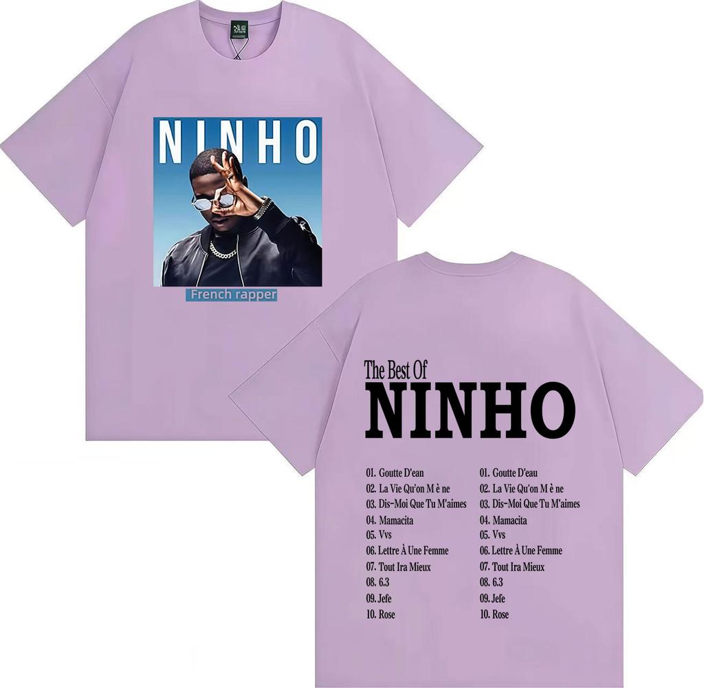 Французский Поп-рэпер Ninho Готическая Графика Высококачественная Футболка Оверсайз Повседневная Хлопковая Футболка Мужская Женская Хип-Хоп Футболки Streetwear