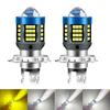 1PC Motobike Scooter Running Light H4 LED Motorcycle Headlight CSP Dual Color White Yellow Hi Lo Beam Lens Fog Lamp