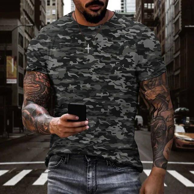 2026 Summer Camouflage T Shirt Men Women 3D Printed Streetwear Oversized Short Sleeve O Neck Fashion Tee Tops Unisex Clothing