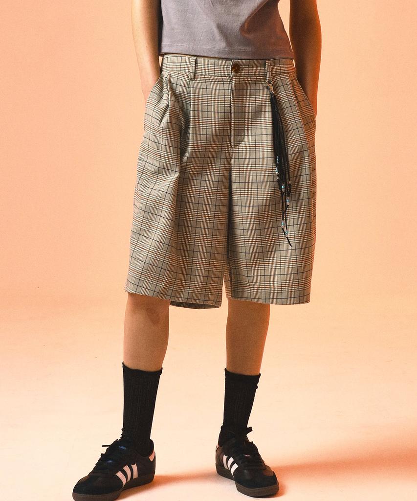 PRENDA Check Cargo Shorts Khaki