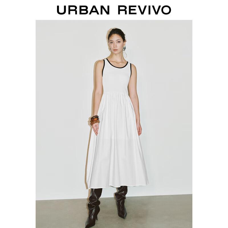 UR 2025 Spring French Colorblock Knit A-line Dress