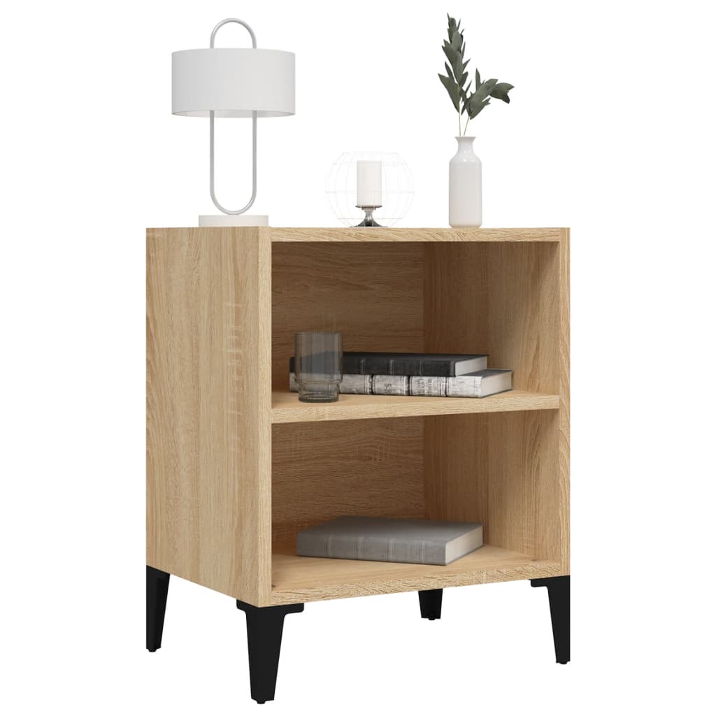 Nightstand with Metal Legs Sonoma Oak Finish 40 x 30 x 50 cm