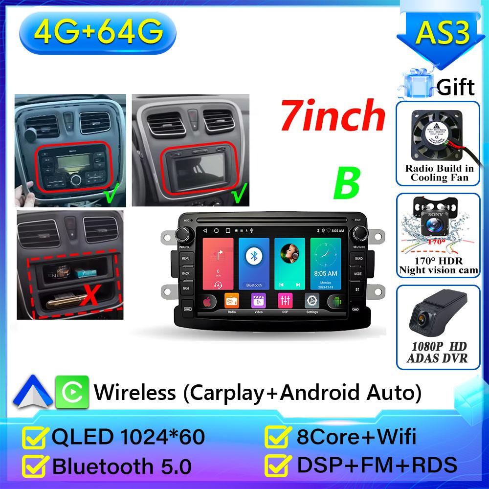 Autoradio pour Renault Dacia LOGAN Sandero Duster Lodgy Lada Xray Captur Dokker GPS Navigation Android Auto Carplay WiFi Pas de 2din