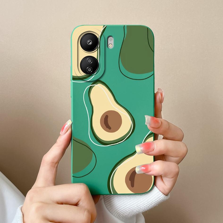 Чехлы для Xiaomi Redmi A3 K60 K70 Pro K70E Note 13 Pro 13R 13C, милый матовый жидкий силикон с цветком авокадо, мягкая задняя крышка, защитный чехол для телефона, бампер