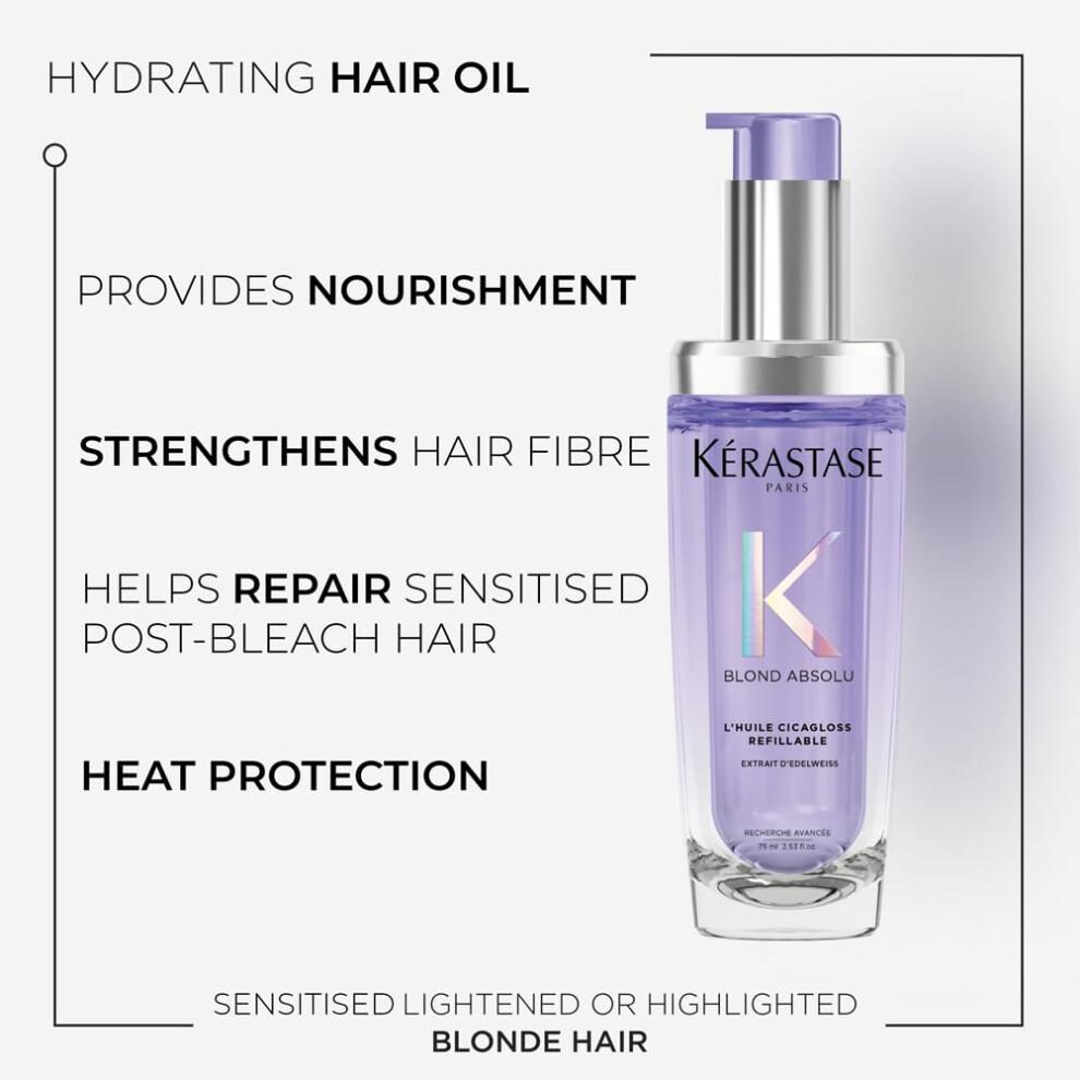 Kérastase Blond Absolu, Intense Blonde Strengthening Hair Oil, For Sensitised Lightened or Highlighted Hair, With Hyaluronic Acid & Edelweiss Flower,