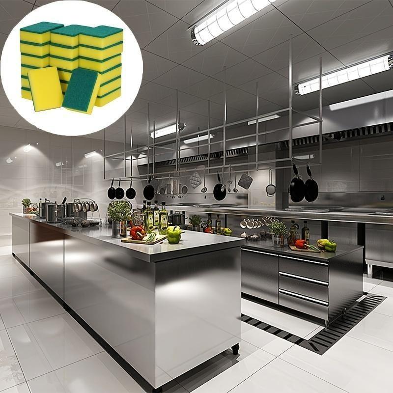 5pcs, Cleaning Sponge, Dish Scrubbing Brush, Pot Scrubber, Microfiber Dish Cloths, Scouring Pads, Cleaning Tools, Kitchen Accessories, Kitchen Gadgets