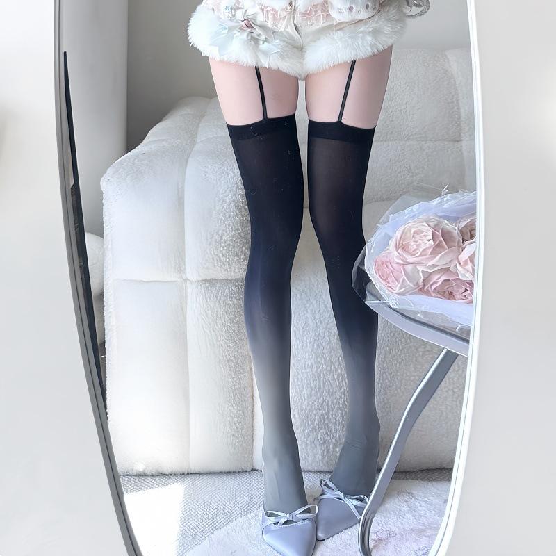 Фиолетовые двухцветные носки до колена с градиентным переходом Jk Высокие гольфы