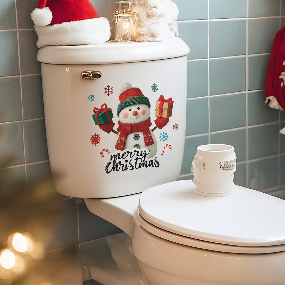 Персонализированные Рождественские Снеговик Снежинка Подарки и Английский Слоган Наклейки для Украшения Ванной Комнаты