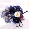 Hair Rope Pearl New Headwear Flower Mesh Scrunchies Women Hair Ties Double Layer Hair Rubber Bands