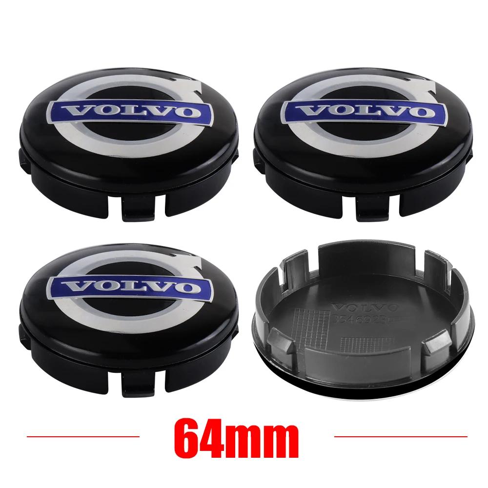 4Pcs 64mm Car Wheel Center Cap Rim Cover Accessories For For Volvo Rdesign AWD C30 C70 S40 S60 S70 S80 S90 V40 V50 V60 V70 XC40