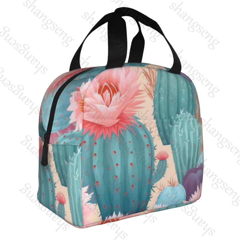 Cartoon cactus Lunch Bag Insulation Bento Pack Aluminum Foil Rice Bag Meal Pack Ice Pack Student Bento Lunch Handbag
