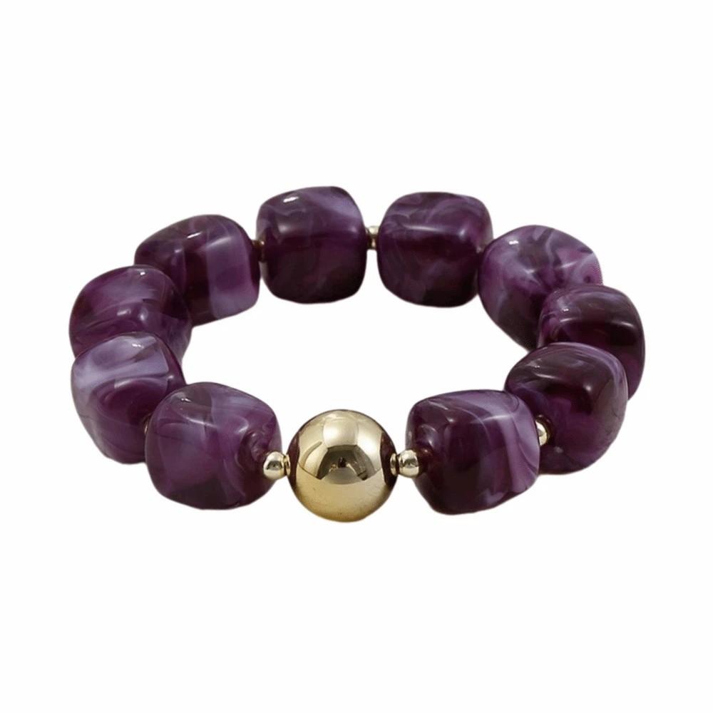 Acrylic Square Beads Bracelet Colorful Stack Hand Chain Elastic Geometric Bracelet Party Jewelry