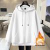 Fleece-Lined Cardigan Hoodie for Autumn/Winter - Loose Fit Sporty Style with Zipper