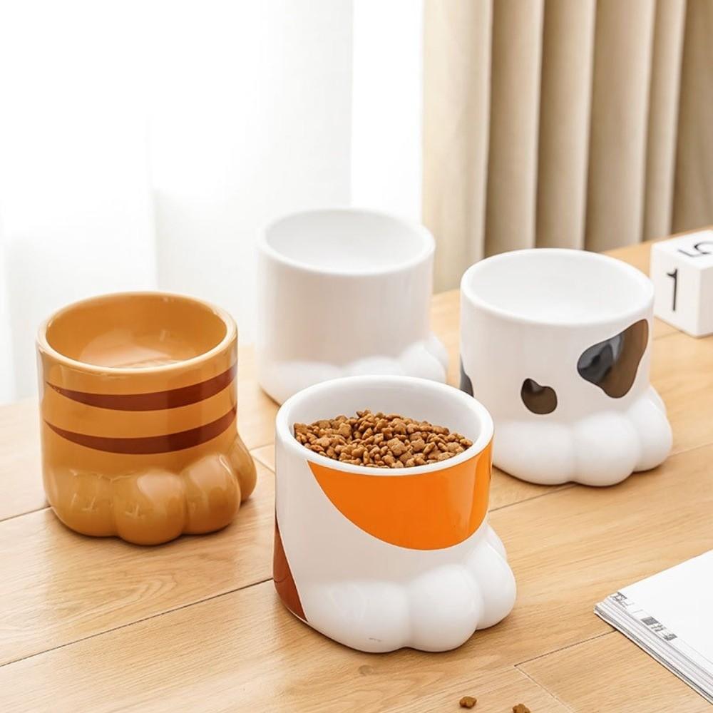 Slanted Mouth Ceramic Cat Bowl Large Capacity High Foot Bowl Drinking Bowl Water Bowl Pet Feeding