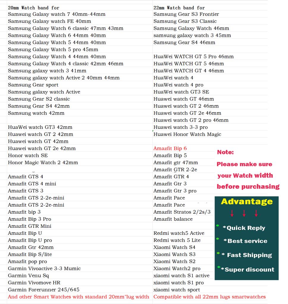 20mm Silicone Band for Samsung Galaxy Watch 7-FE-6-5-pro-4-Classic/active 2 22mm Sport Hole Bracelet Huawei GT 5-4-3 Watch Strap