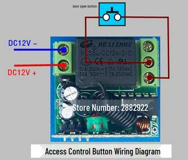 DC12V Single-Channel Remote Switch with Metal Chili Single Button Controller