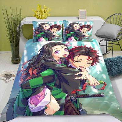 Детское хлопковое постельное белье D-Demon Slayer Комплект из полиэстера kimetsu no yaiba Милое принтованное мультяшное покрывало для одеяла Роскошное