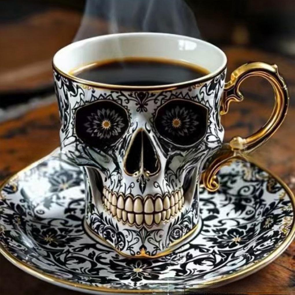 Unique Skull Coffee Mug Set Halloween Parties And Daily Halloween Mug Set Gothic Tea Skull