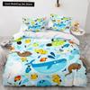 Подводный мир King Queen Пододеяльник Мультяшный океан Животные Комплект постельного белья для детей Рыбы Коралл Морская жизнь Мягкий полиэстеровый пододеяльник