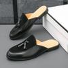 Fashion Men Mixed Color Tassels Half Slippers Driving Shoes Male Casual Mules Moccasins Breathable Loafers Zapatos Hombre