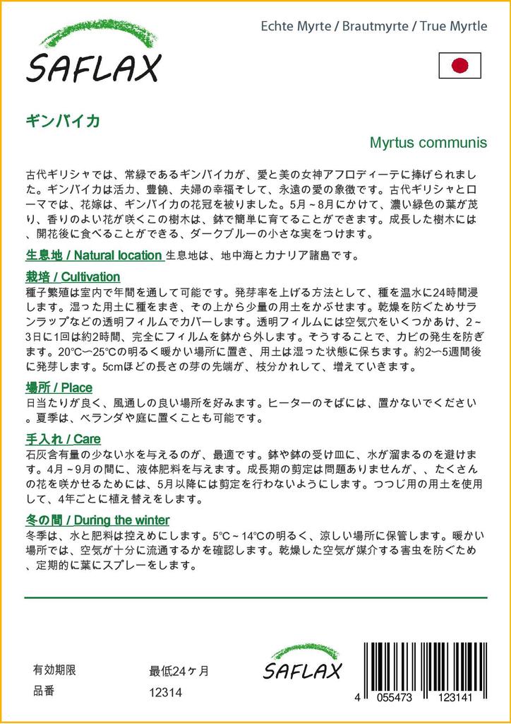 SAFLAX Мирт настоящий - 30 семян - Myrtus communis