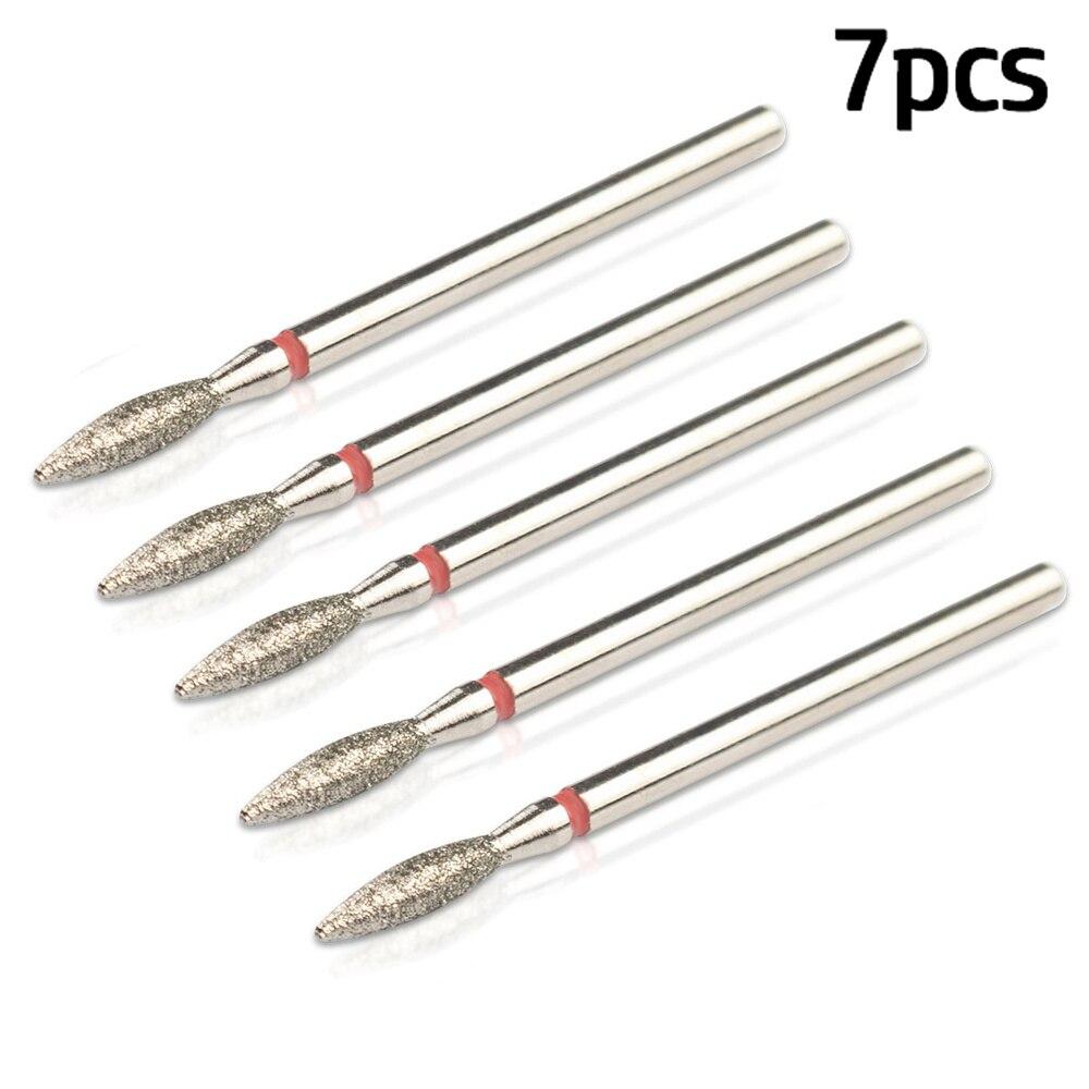 7pcs/Lot Diamond Milling Cutter for Manicure Burrs Pedicure Nail Drill Bits Accessories Nozzles for Manicure Cutters Nail Files