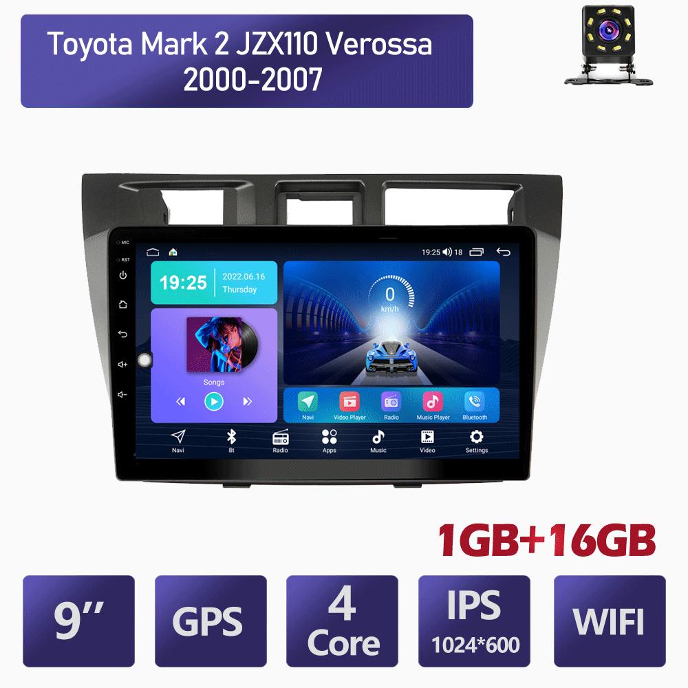 Автомобильный мультимедийный плеер Android 2 Din для Toyota Mark 2 JZX110 Verossa 2000-2007, головное устройство, стерео GPS-навигация, BT, WIFI, 1 + 16 ГБ
