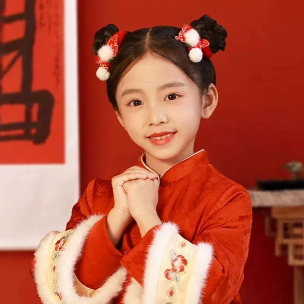 Танский костюм Новогодняя веревка для волос Красный держатель для хвоста Красное кольцо для волос с бантом Головной убор Ханьфу