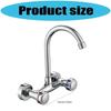 652F 360 Rotate Wall Mounted Kitchen Faucet Double Handle Operation Strong Brass Construction Hot Cold Water Control