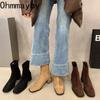 Fashion Vintage Women Slim Ankle Boots Fashion Elegant Square Toe Shoes Autumn High Heel Women's Short Booties