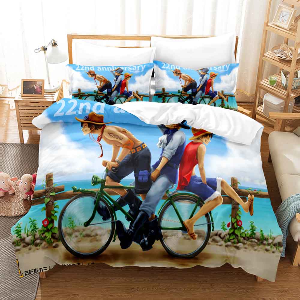 3D комплекты постельного белья, цельный комплект пододеяльников Luffy с наволочкой, двойное полное постельное белье размера «queen-size»
