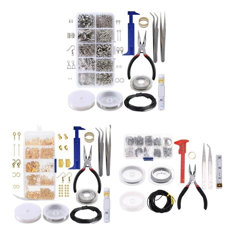 Набор инструментов для фурнитуры для ювелирных изделий, открытое кольцо для прыжка/застежка-лобстер/хвостовая цепочка/зажимная пряжка/комплект для хранения/крючки для сережек/для изготовления ювелирных изделий своими руками