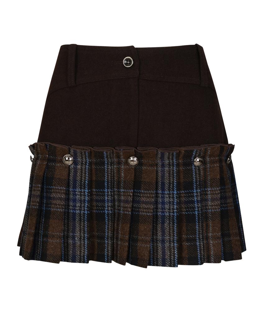 Pasadigolpeu Obi-Modified Check Pleated Skirt