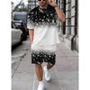 Summer Casual Men's Adult Set 3D Printed Pattern Men's Short-sleeved T-shirt Set Gradient Cool Casual Sports Shorts Two-pie