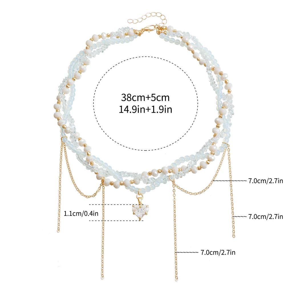 Романтическое многослойное ожерелье с сердечками и кисточками, удобное ношение, цепочка с подвеской, украшение на шею для женщин