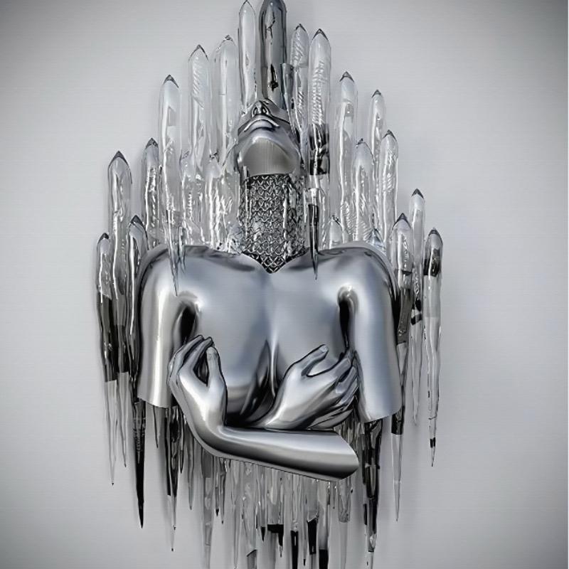 Металлическая фигура, статуэтка, художественный постер, подвесная картина, современное украшение для дома, бескаркасная картина на холсте, сердечник для распыления краски