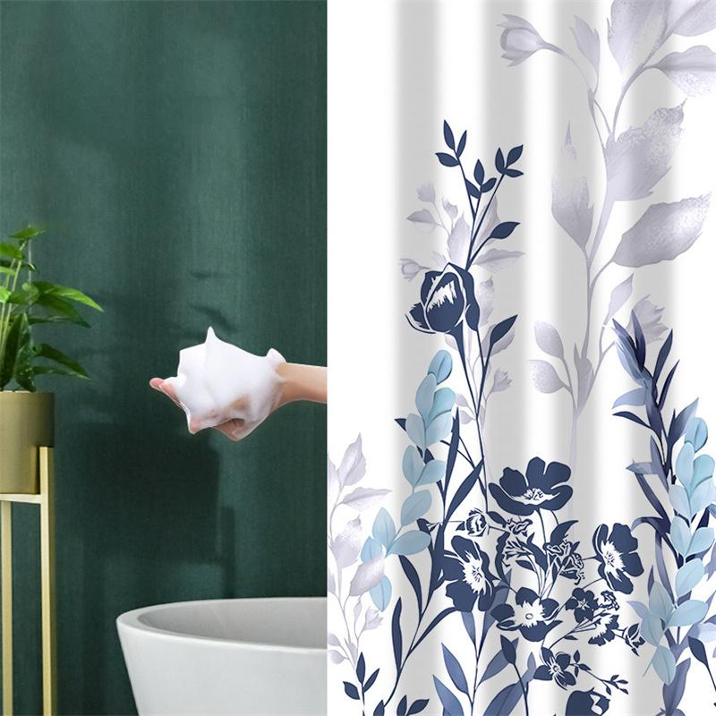 Занавеска для душа из полиэстера с принтом листьев и цветов, утолщенная, водонепроницаемая, устойчивая к плесени, перегородка для ванной комнаты, универсальная занавеска
