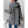 [Cozy Winter Cardigan] Warm & Cozy Women's Winter Plush Diamond-Patterned Hooded Cardigan | Longline Loose Fit Open Front Long Sleeve Coat