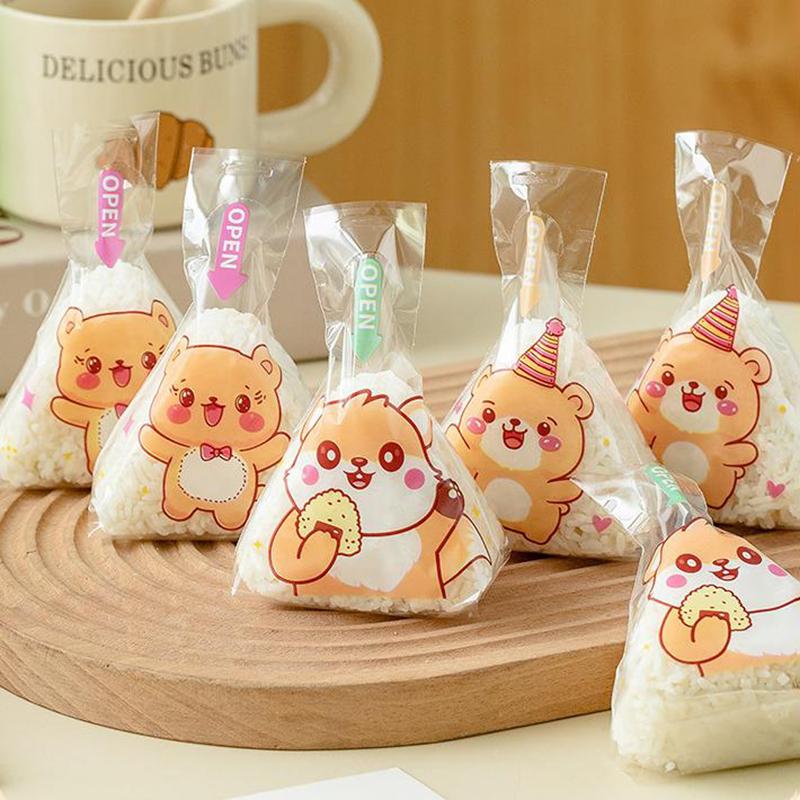 50/100 шт., симпатичные мультяшные треугольные рисовые шарики, упаковочная сумка, водоросли, онигири, суши, бэнто, форма для приготовления, аксессуары для бэнто, сумки для суши