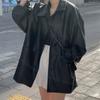 Pu Leather Soft Black Jackets Long Sleeve Waterproof Coats Streetwear Retro Oversized Turn Down Collar Suits for Women