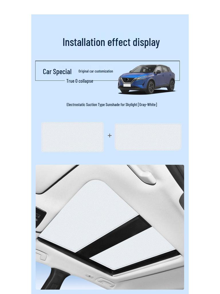 Compatible with Nissan Qashqai 25 Models: Opaque Sunroof Sunshade for Heat Insulation, Sun Protection, and Privacy.