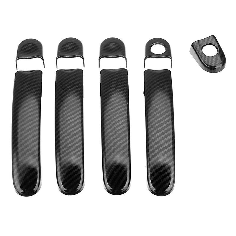 Practical 9Pcs Set ABS Chrome Door Handle Covers Trim For TRANSPORTER T5 T6 CADDY VAN 2003-2015 Carbon Fiber Style