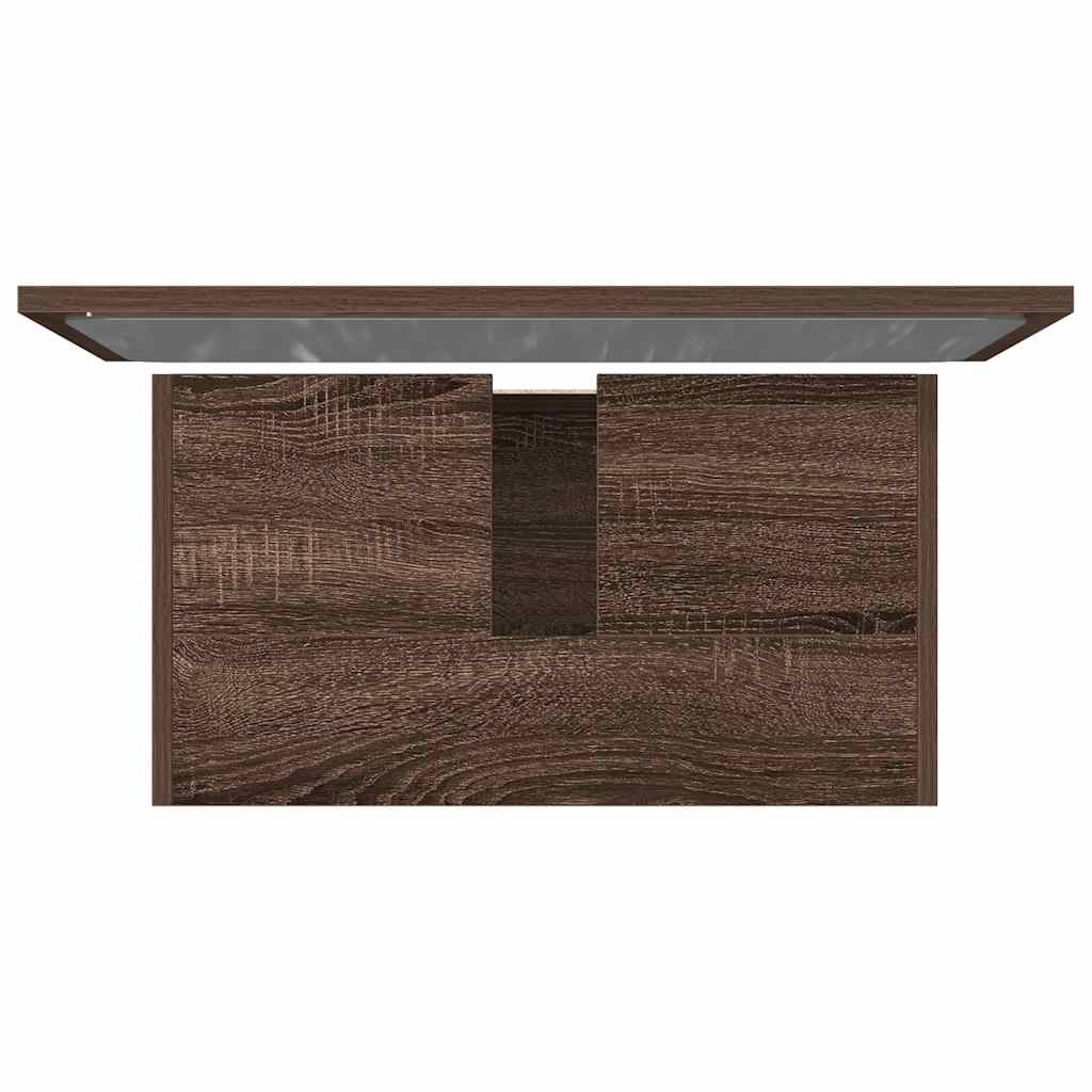 2 Piece Bathroom Furniture Set Brown Oak Effect Particleboard