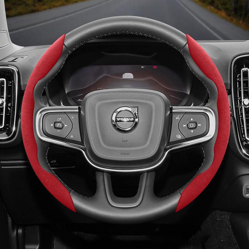 vcxja9 Suitable for Volvo Anti-Slip Buckle Segmented Suede Steering Wheel Cover Suitable for V40 V70 S60 C30 S40 S90 Xc90 Xc70 Xc60 Fh Ex30 S80 Xc40