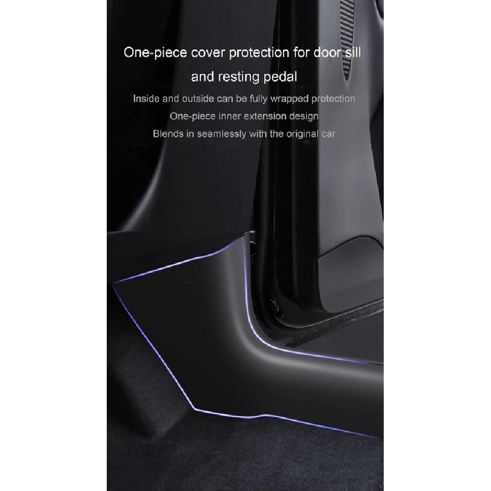 For Tesla Model 3 Highland 2024 Door Sill Strip Guard Mat Trunk Threshold Protector Side Anti-kick Pad Magic Hook Installation