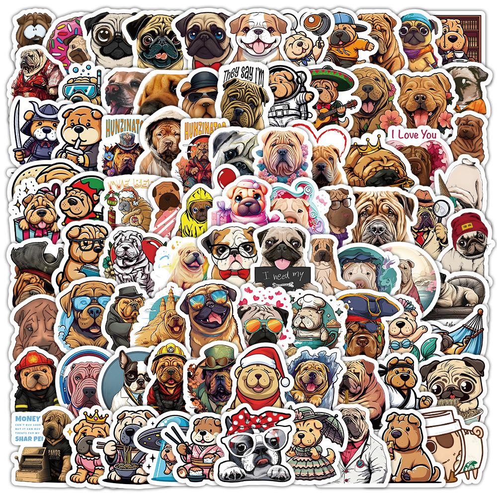 100Pcs/Set Мопс Мини Домашние животные Собаки Наклейки DIY Модные наклейки Наклейки