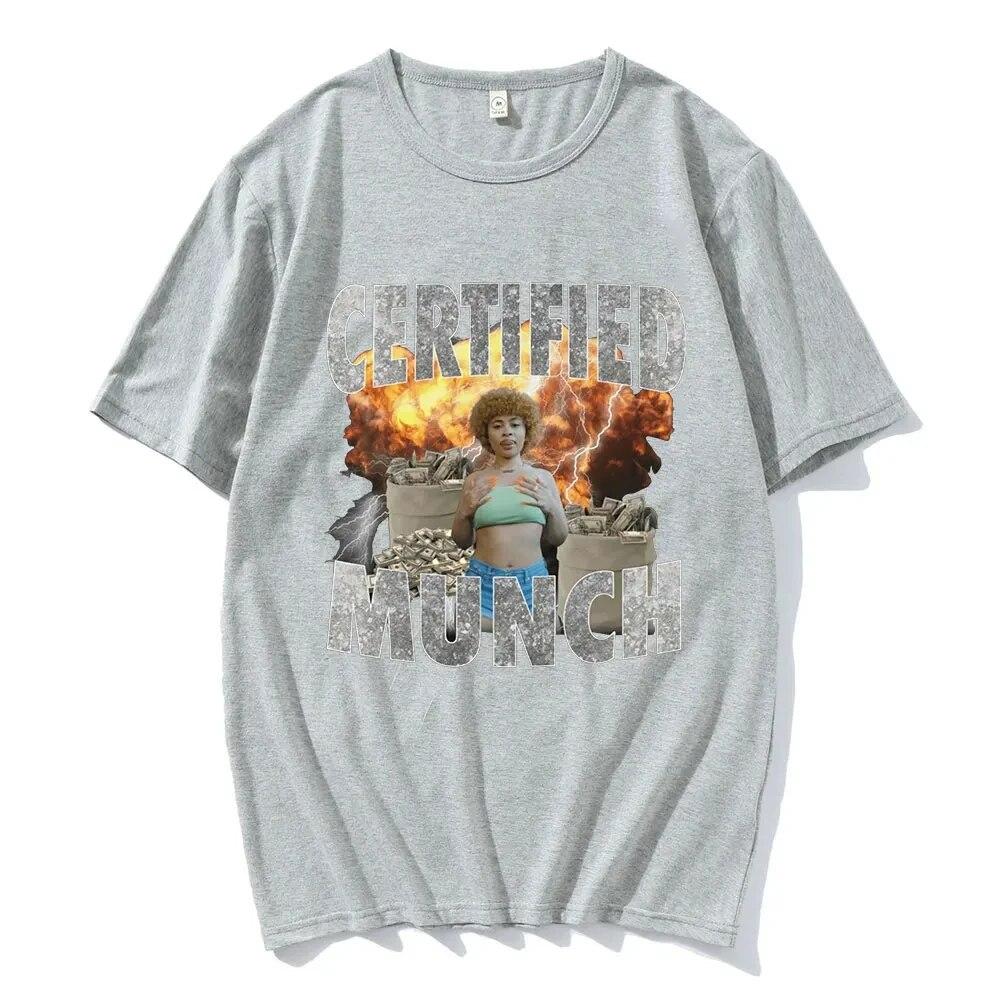 Сертифицированные Ice Spice Munch Meme, футболки с графическим принтом, летняя хлопковая футболка, женская футболка унисекс, футболка в стиле хип-хоп, топ унисекс с коротким рукавом